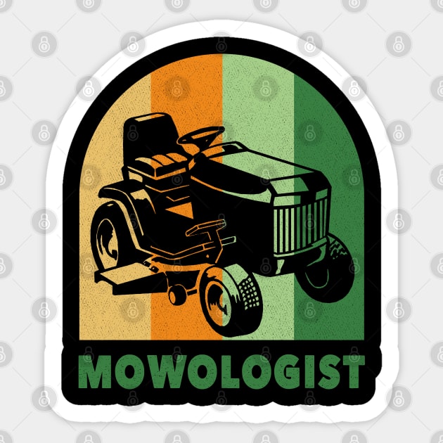 Funny Lawn Mower Vintage Mowologist Yard Work Lawn Tractor Sticker by rebuffquagga